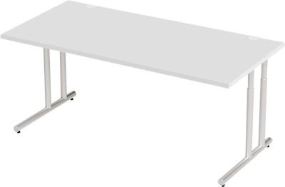 Schäfer Shop Select Schreibtisch COMBITEC mit C-Fuß und Kabeldurchlass, Rechteck, lichtgrau/weißaluminium, B: 180 cm, T: 80 cm, H: 67,7-81,7 cm - Bild 1