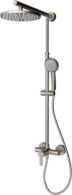 Schulte Duschsystem DuschMaster Rain Classic Rund in Edelstahloptik, Silberfarben, H x B x T: 155,4 x 155,4 x 43,4 cm - Bild 1