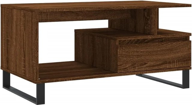 vidaXL Couchtisch in Braun mit Eichen-Optik aus Holzwerkstoff und Metall, modern, B/T/H: 90 x 49 x 45 cm - Bild 1