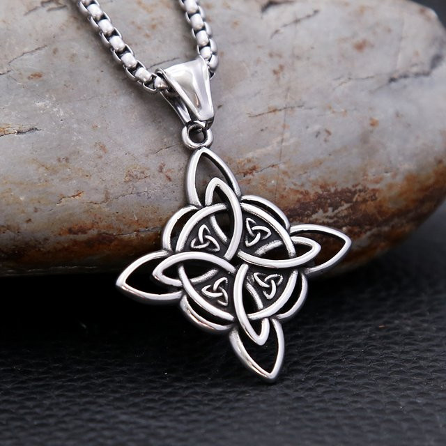 NORTHMAN Halskette, Keltischer Knoten Anhänger, Edelstahl, Silber, Unisex - Bild 1