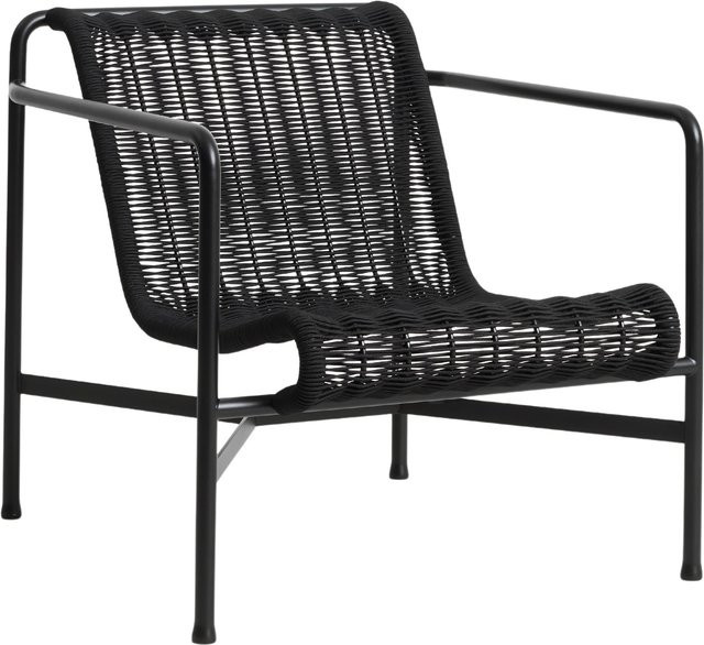 HAY Palissade Cord Lounge Chair Low in Schwarz mit Stahlrahmen und recycelter Polyesterschnur - Bild 1