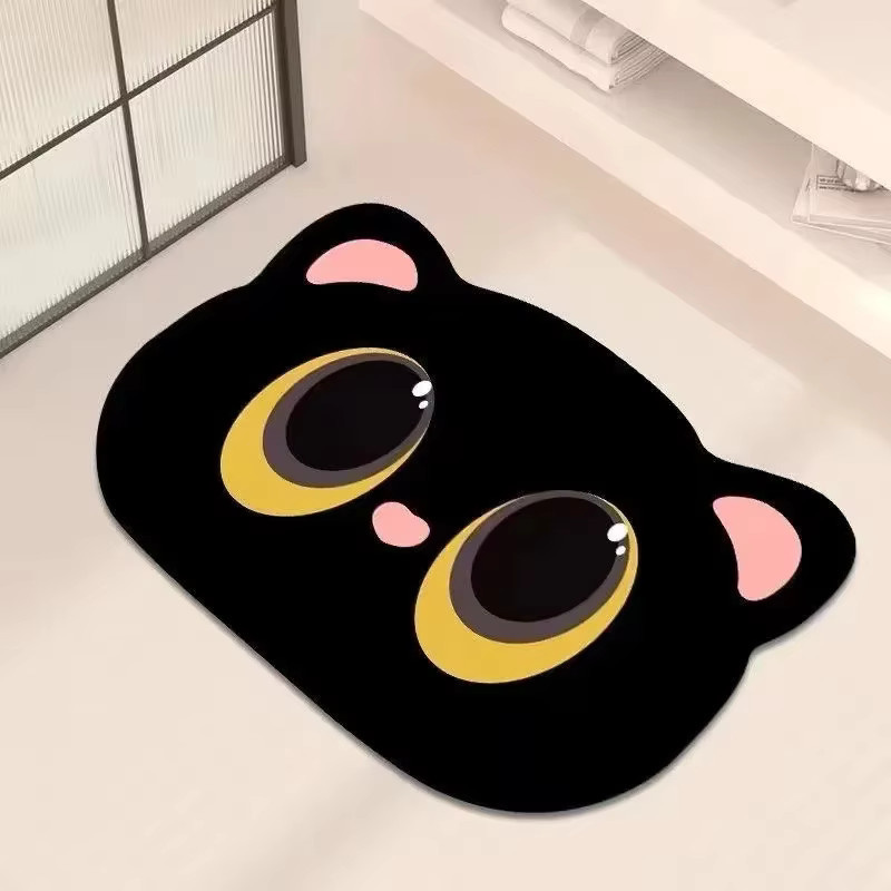 VIKAMA Badezimmer Matte mit niedlichem Katzenmotiv, schnell trocknend und rutschfest - Bild 1