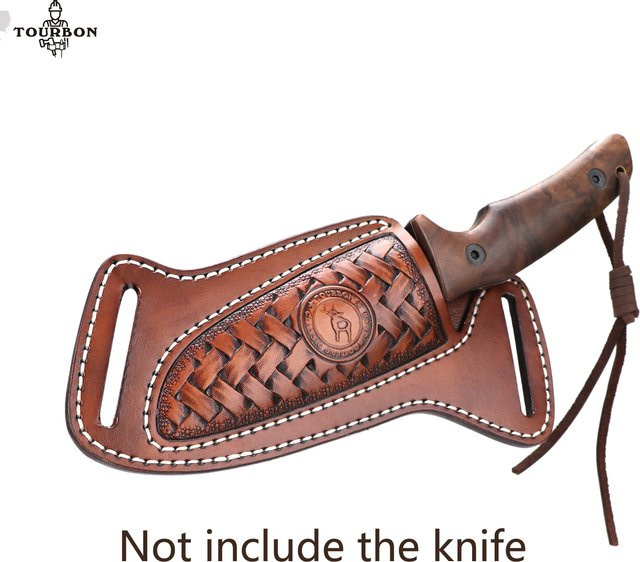 Tourbon Leder Messer-Scheide in Braun als EDC-Werkzeugtasche für Gürtel zur Aufbewahrung von Messern und Klappmessern - Bild 1