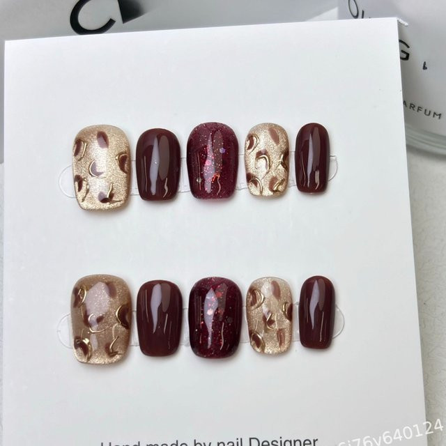Qsezeny Kunstnägel, weinrot, glänzend, 10 Stück - Bild 1