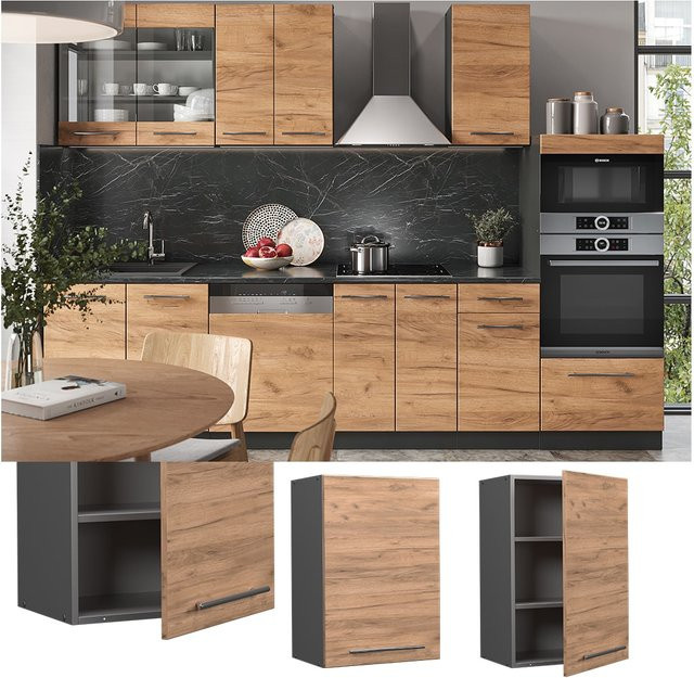 Vicco Hängeschrank Fame-Line Küchenschrank in Anthrazit und Eiche mit Softclose-Scharnieren, Breite: 50 cm, Höhe: 72 cm, Tiefe: 34,1 cm - Bild 1