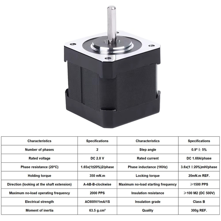 Nema17 Schrittmotor 0,9 Grad mit MOLEX Stecker für 3D-Drucker, Schwarz - Bild 3