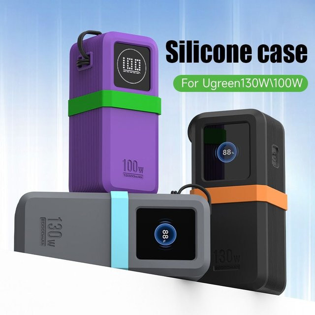 Stoßfeste Silikonhülle für UGREEN Nexode Power Bank 20000 mAh 130 W und 12000 mAh 100 W in Schwarz - Bild 1