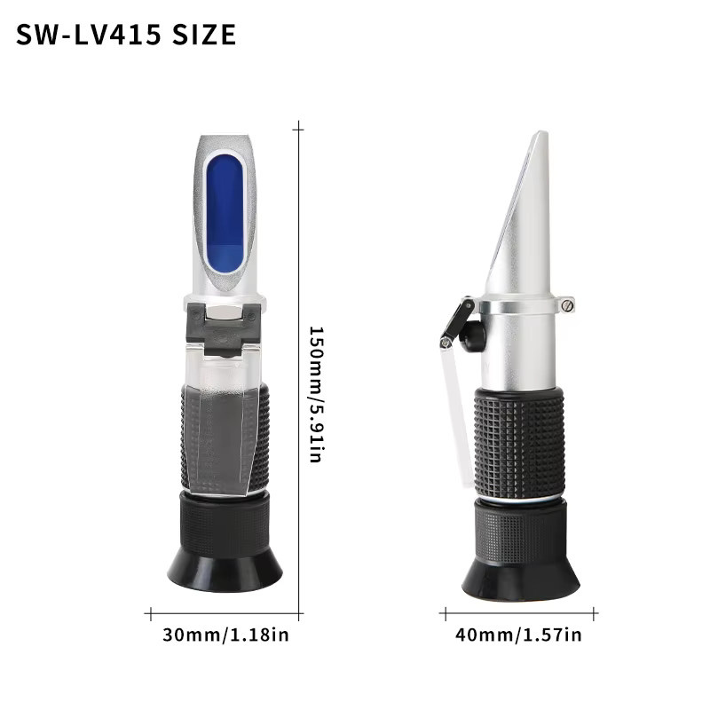 SWEVY LCD Glykol Gefrierpunkt Refraktometer mit Aluminiumkern und verchromter Oberfläche in Silber zur Messung der Kühlmittelkonzentration - Bild 2