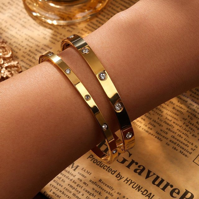 Lucky Star Jewelry Armschmuck 18k Gold Edelstahl, Diamant, Zirkonia, Damen - Bild 1