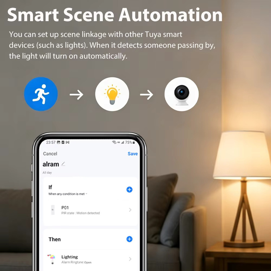 Tuya Smart WiFi Zigbee PIR Bewegungssensor Infrarot-Körperdetektor in Weiß für Heimsicherheit mit Echtzeit-Überwachung und Alexa-Unterstützung - Bild 4