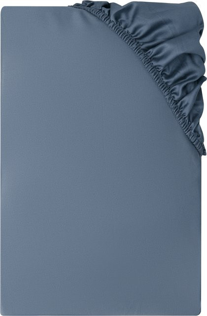 LIVARNO Mako-Satin Spannbettlaken aus Baumwolle, Blau, B/T: 90-100 x 200 cm - Bild 1