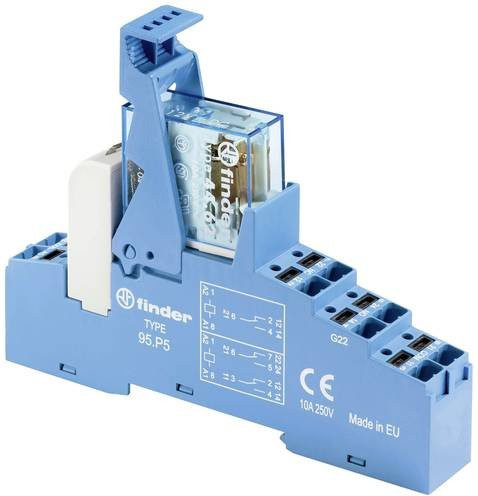 Finder Koppelrelais 48.P8.7.024.0050 Blau 24 V/DC 10A 2 Wechsler - Bild 1