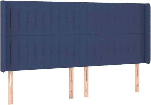 vidaXL Kopfteil mit Ohren in Blau aus Stoff, B/T/H: 203 x 16 x 118/128 cm - Bild 1