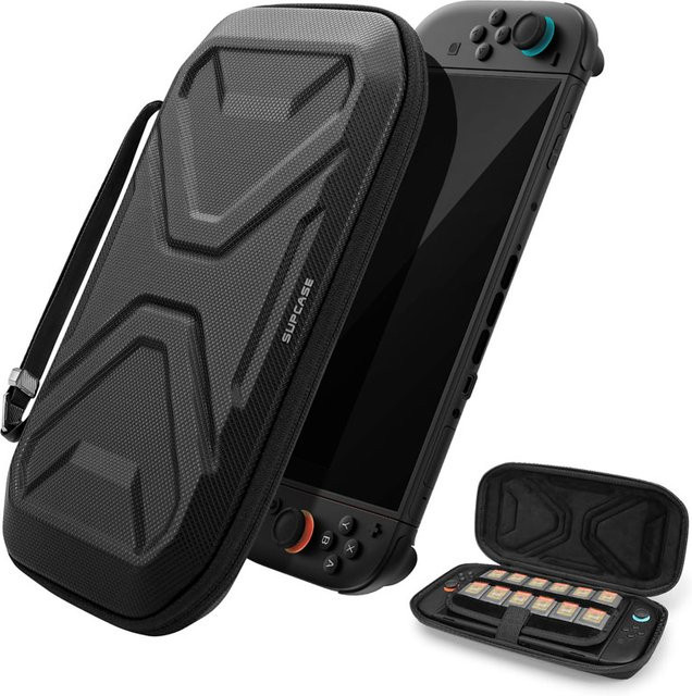 SUPCASE Mini Edition Carrying Case für Nintendo Switch 2 2025, schlanke Hartschalen-Reisetasche in Schwarz mit Platz für 12 Spielkassetten - Bild 1