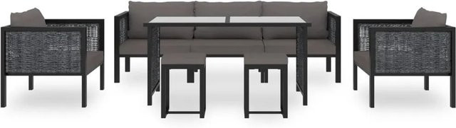 vidaXL 8-tlg Garten-Lounge-Set aus Poly Rattan und Aluminium in Anthrazit mit Auflagen und Hartglas-Tisch - Bild 1