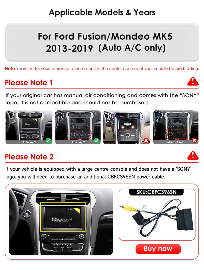 OSSURET Android 14 Autoradio für Ford Fusion Mondeo MK5 2013-2019 mit 9,7 Zoll Display, 8-Kern Snapdragon 6115 Prozessor, Carplay, GPS und 360 Grad Kamera, Schwarz - Bild 2