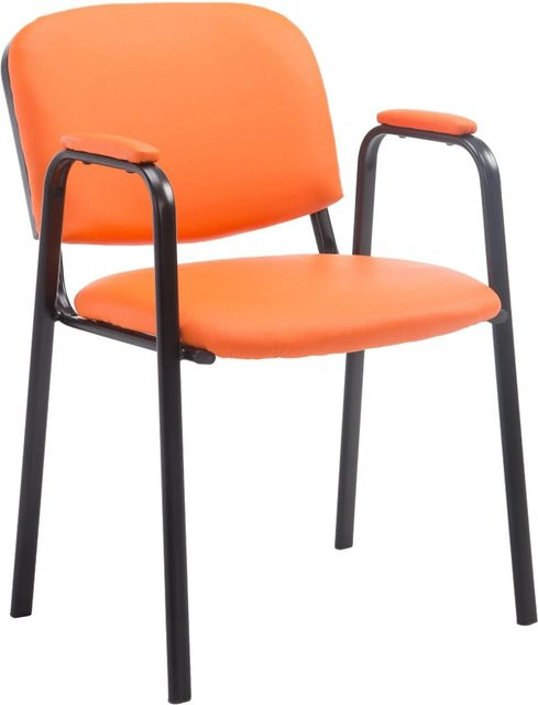 DELUKE Besucherstuhl ZAGREB Konferenzstuhl und Bürostuhl aus Kunstleder in Orange, B/T/H: 53 x 55 x 79 cm - Bild 1