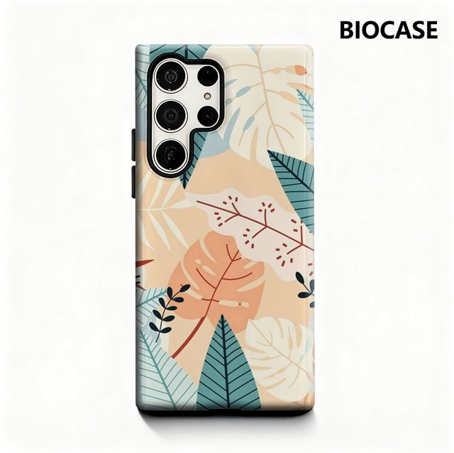 Glänzende Pastellgeblatt Handyhülle für Samsung Galaxy S25 Ultra, S24 und S23 Ultra Plus in Multicolour mit doppellagiger Rückseite - Bild 1