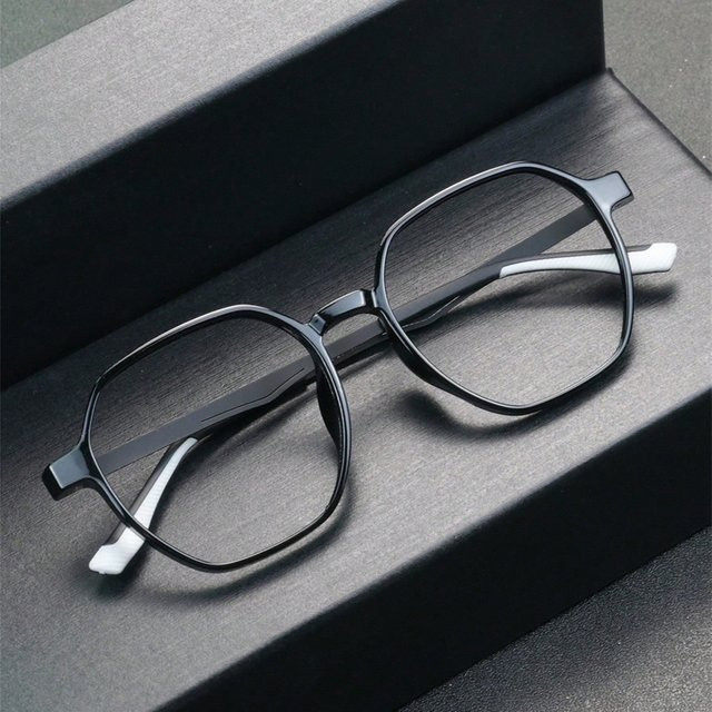 LOERHUNAR Korrektionsbrille, TR90, Polygonale, Vollrand, Unisex, Schwarz, Blaulichtfilter - Bild 1