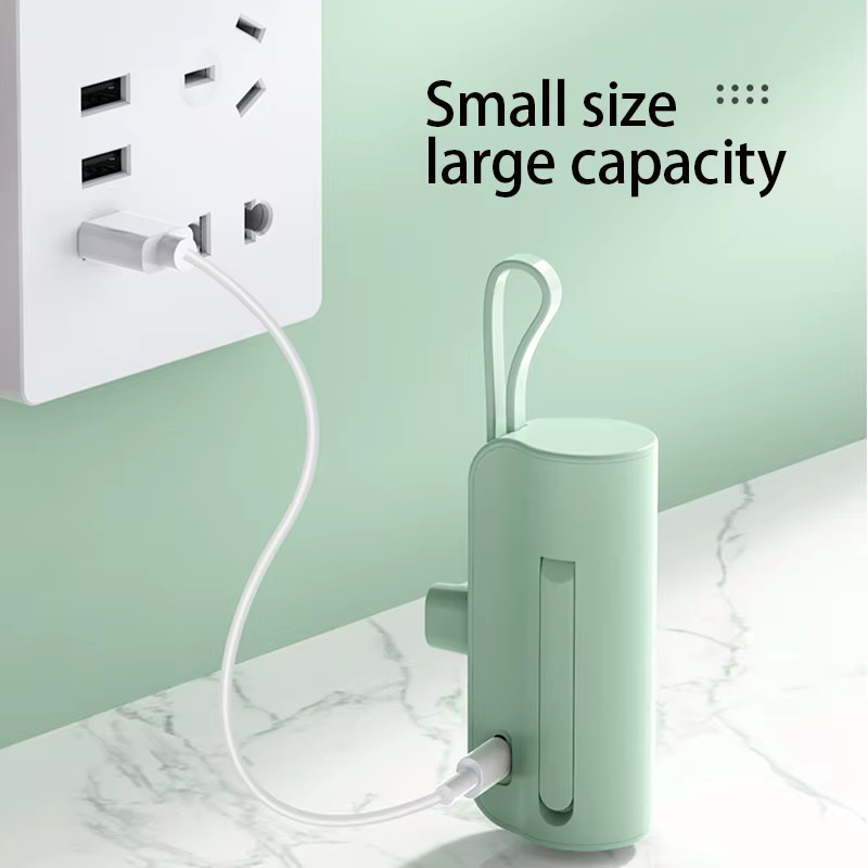 Noya raye Mini-Powerbank mit integriertem USB-C Kabel, 5000 mAh, Pink, kompatibel mit Android und iPhone - Bild 4