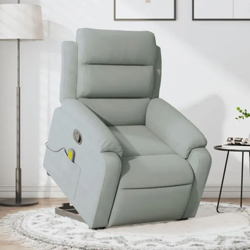 vidaxl Relaxsessel mit Aufstehhilfe aus Samt in Grau - Bild 1