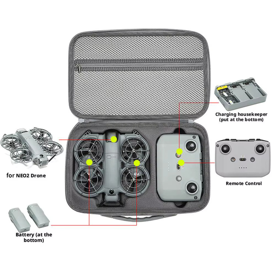 DJI NEO2 Flight Pass Rucksack in Grau mit Schultergurt, stoßfeste und tragbare Schutzhülle für deine Drohne - Bild 2