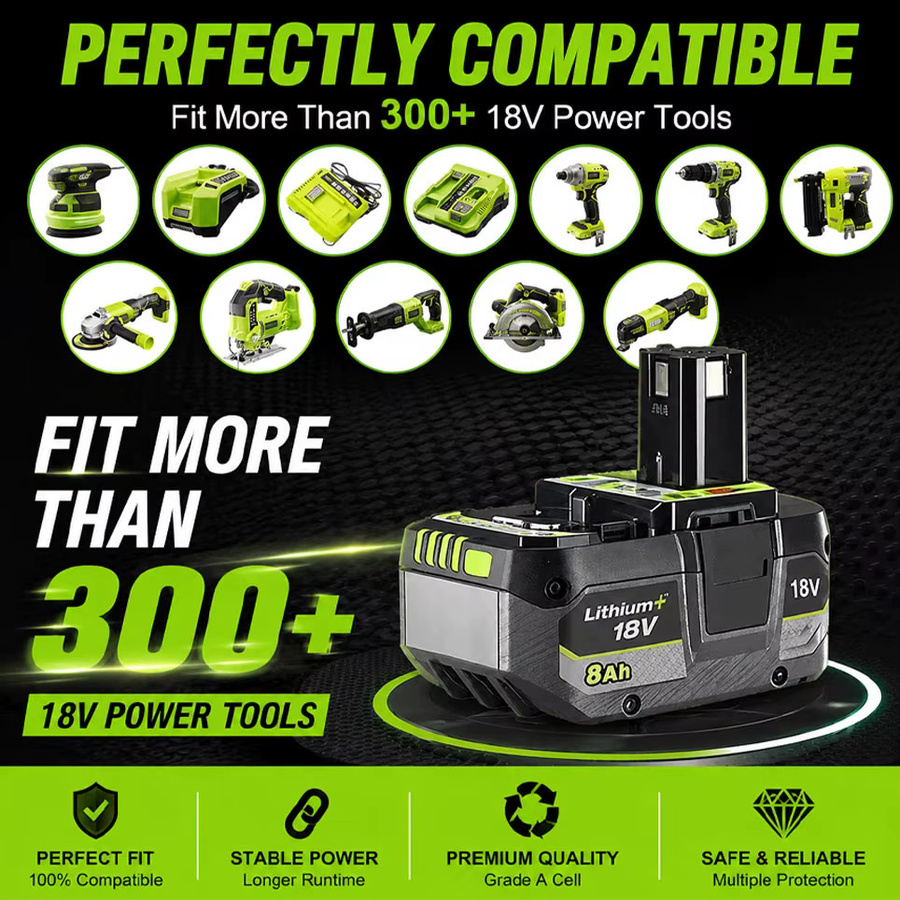 RYOBI kompatibler 18V 8000mAh Li-Ionen-Akku für Elektrowerkzeuge P108 P104 P107 RB18L50 RB18L20 - Bild 3