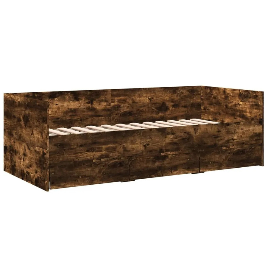 vidaXL Tagesbett mit Schubladen in Räuchereiche, ohne Matratze, B/T/H: 100 x 203 x 65 cm - Bild 2