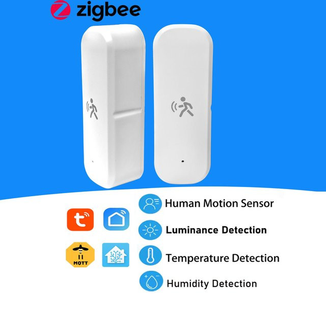 Tuya ZigBee 3.0 mmWave Radar Präsenzmelder mit Temperatur- und Feuchtigkeitssensor in Weiß für Home Assistant und Sicherheitssysteme - Bild 1