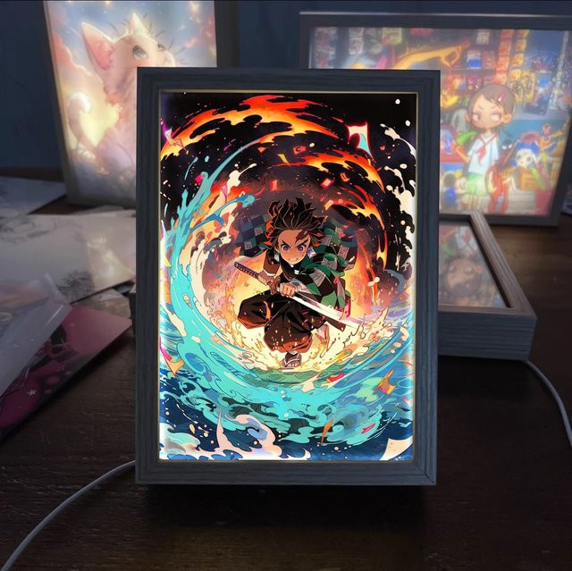 Bandai Demon Slayer LED Licht Box mit Anime Figur Kamado Tanjirou und Nezuko als Nachtlicht Dekoration in Mehrfarbig - Bild 1