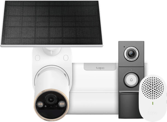 TP-Link Tapo C460 Solarset mit H500 Smart HomeBase und D235 Smart Battery & Wired Doorbell in Weiß - Bild 1