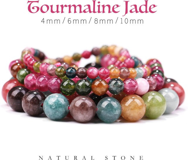 SHIJIWLS Perlen Turmalin Jade, bunt, rund, 4/6/8/10mm - Bild 1