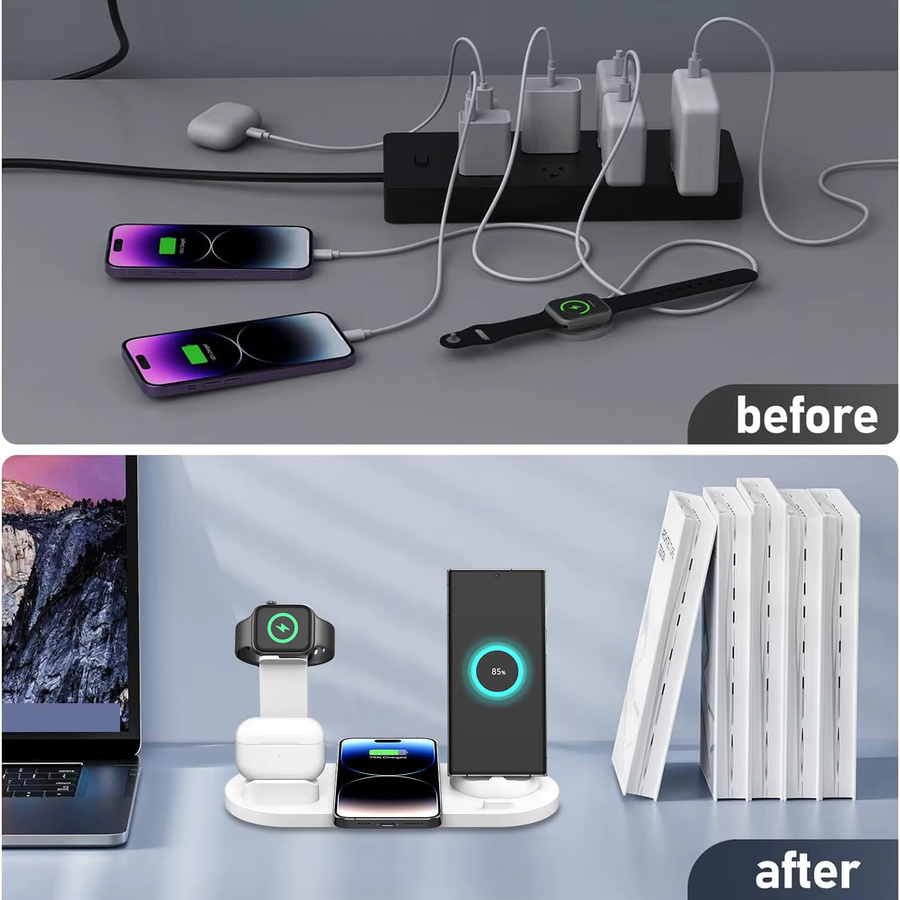 PDKUAI 7-in-1 kabellose Ladestation mit Ständer für iPhone 16 15 14 13 Pro Max, Apple Watch und AirPods Pro in Schwarz - Bild 4