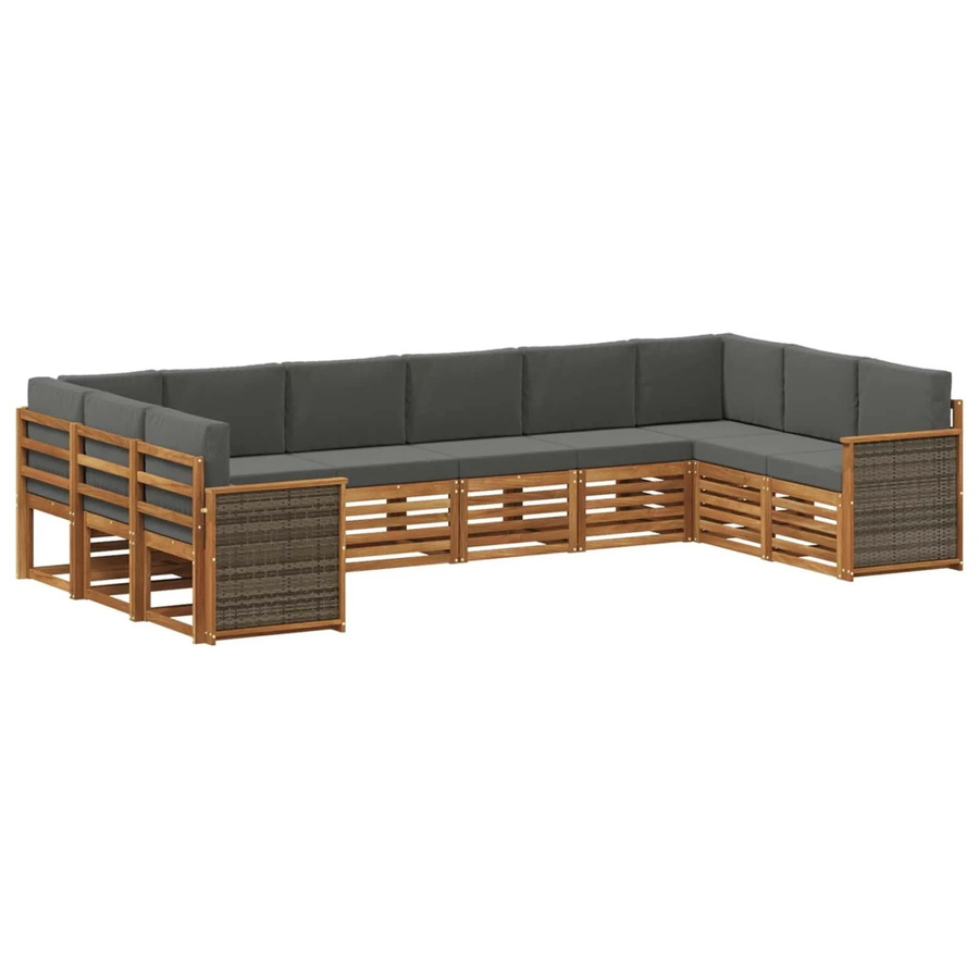 vidaXL Ecksofa Set in L-Form aus massivem Akazienholz mit Kissen in Anthrazit - Bild 2