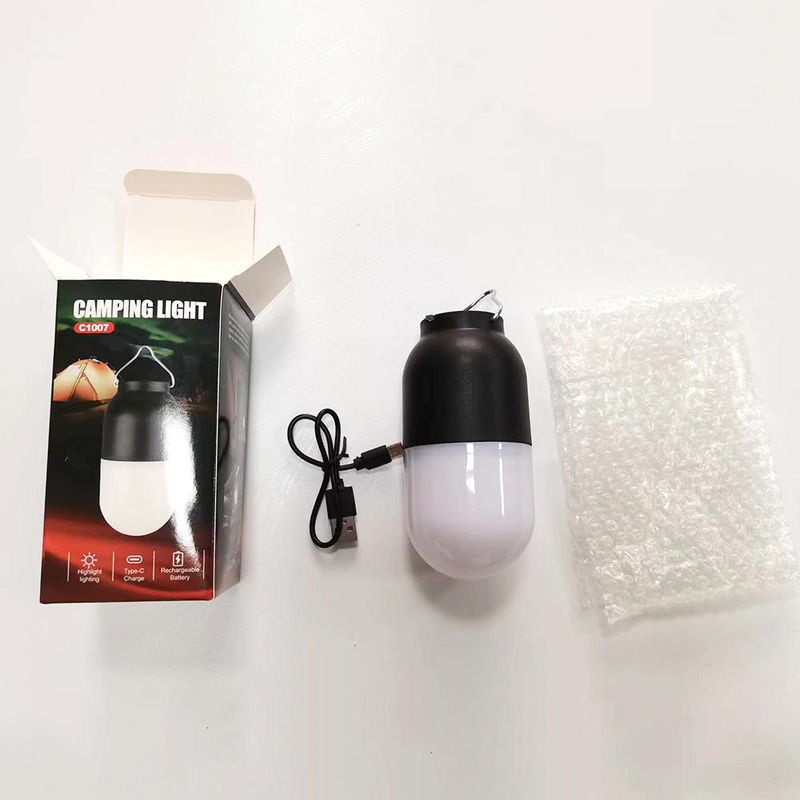 TOMTOP JMS Tragbare LED Camping Lampe mit USB-C wiederaufladbarem Akku für Outdoor und Notfall, weiß/schwarz - Bild 9