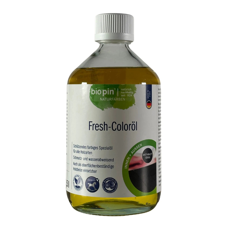 Biopin Fresh-Coloröl Anthrazit Grau, 0,5 l, seidenmatt, wasserabweisend und lebensmittelecht - Bild 2