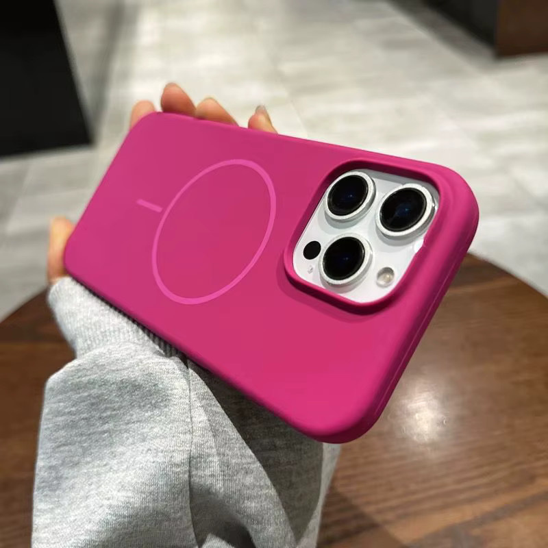 Apple Silikon Hülle mit Fluoreszenz-Effekt für iPhone kompatibel mit MagSafe in Gelb oder Pink - Bild 2