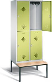 C+P Spind Classic doppelstöckig mit 4 Türen, Front Viridingrün, Korpus Lichtgrau, Gestell Schwarzgrau, H x B x T: 209 x 81 x 81,5 cm - Bild 1
