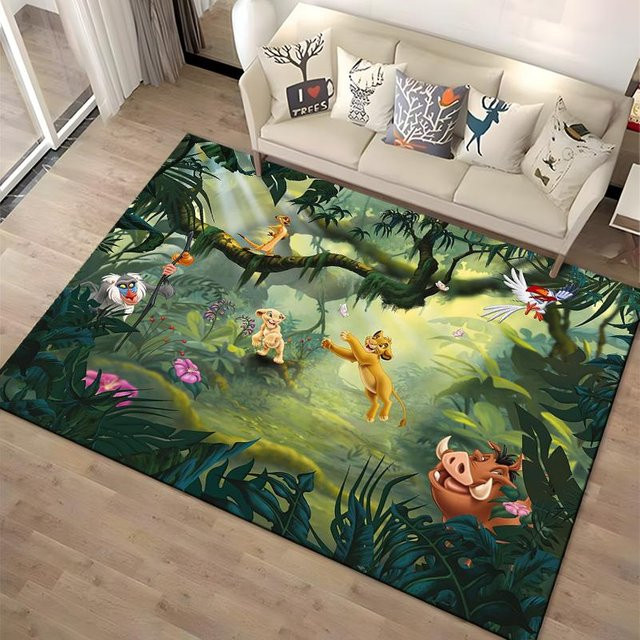 LjqEight Teppich mit Der König der Löwen Simba Motiv, rutschfest und waschbar, B/B: 90 x 130 cm, Mehrfarbig - Bild 1
