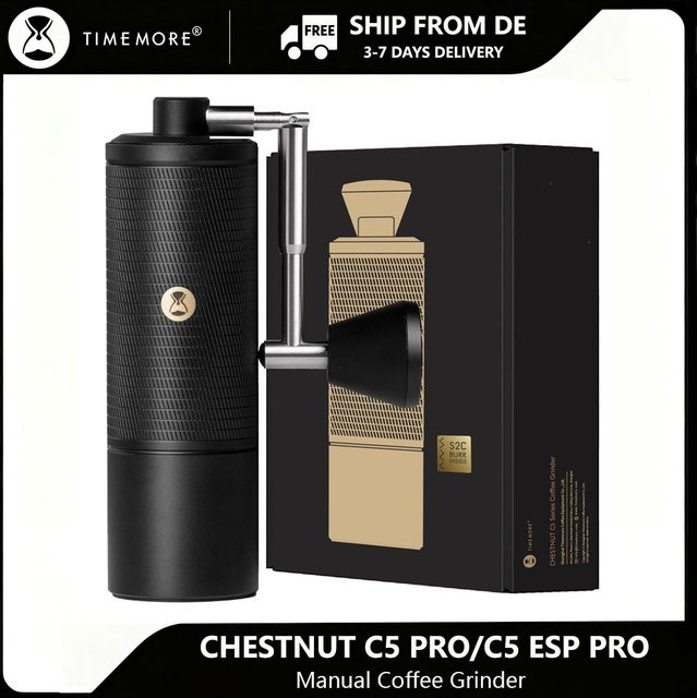 Timemore C5 PRO/C5 ESP PRO Manuelle Kaffeemühle in Weiß mit konischem Mahlwerk und 48 Einstellmöglichkeiten für präzises Mahlen - Bild 1
