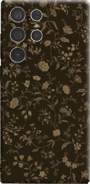 Stoßfeste Handyhülle mit Blumenmuster für Samsung Galaxy S25 Ultra, S24 und S23 Ultra Plus in Dunkelbraun mit doppellagiger Rückseite - Bild 1
