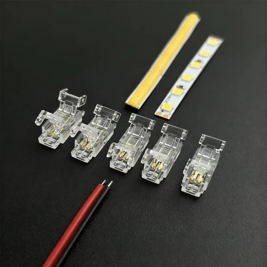 YSRSAI COB LED-Streifen-Verbinder 2-Pin für 5mm 8mm 10mm, lötfreie Streifen-zu-Streifen und Streifen-zu-Kabel Verbindung, transparent - Bild 4