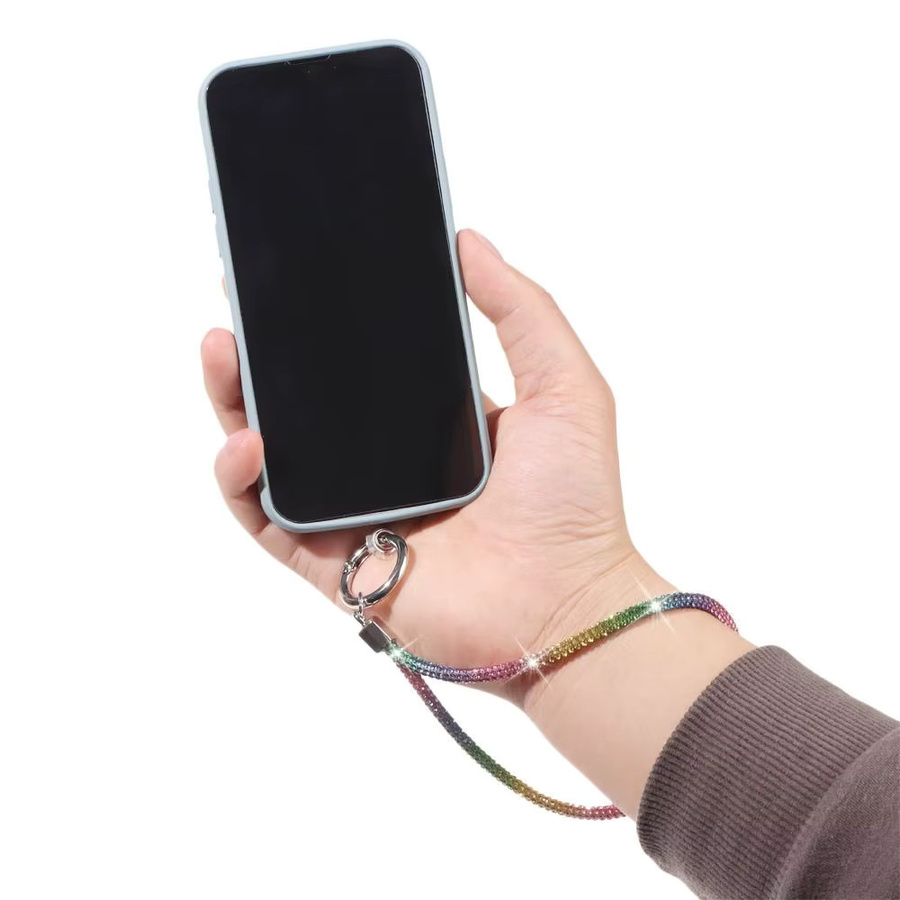 Glitzer Strass Telefon Lanyard mit Kristall-Design als Anti-Lost Handgelenkband für dein Smartphone oder Schlüsselbund, Länge: 24 cm, Farben: Weiß und Multicolour - Bild 2