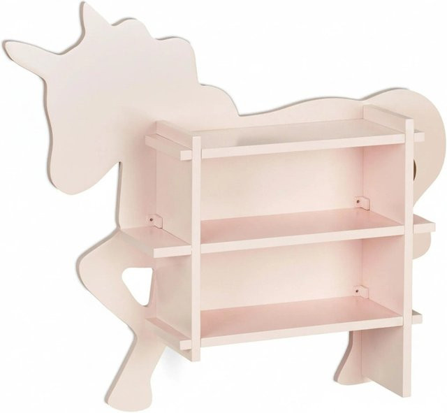 Relaxdays Kinderregal Einhorn in Rosa aus MDF zur Wandmontage B: 54,5 cm, H: 66 cm, T: 13 cm - Bild 1