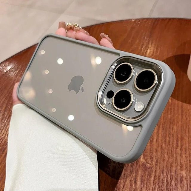 Transparente Schutzhülle für Apple iPhone mit Metall-Objektivschutz aus Silikon und Acryl - Bild 1