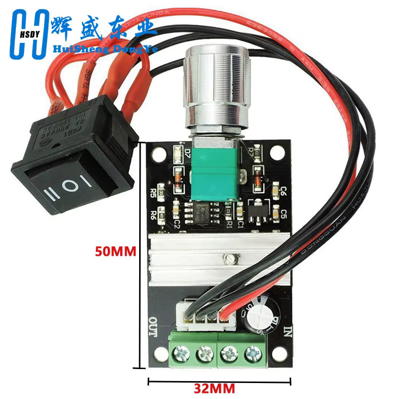 HUISHENGYUFA DC Motor Drehzahlregler 1203BB mit PWM Geschwindigkeitseinstellung und Umkehrschalter, 80W, 3A, für 6V 12V 24V 28V - Bild 3
