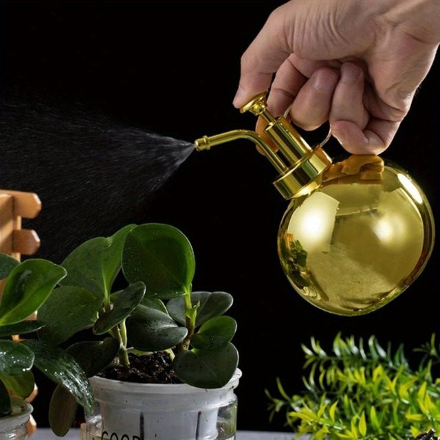 Edelstahl Sprühflasche im Vintage-Design für Zimmerpflanzen, 500 ml, Schwarz und Gold - Bild 1