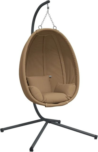 vidaXL Hängesessel im Ei-Design mit Standgestell aus Stahl und UV-beständigem Polyester in Taupe inklusive Kissen - Bild 1