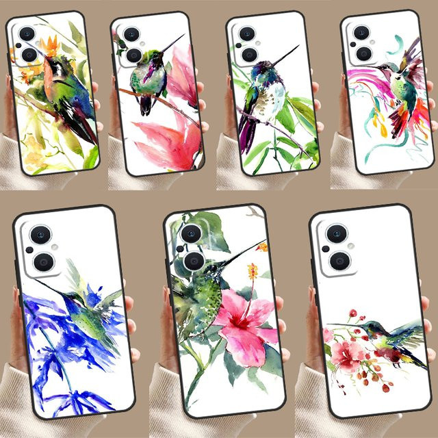 Handyhülle mit Kolibri und Blumen Motiv für Oppo Reno Serie in Multicolor - Bild 1