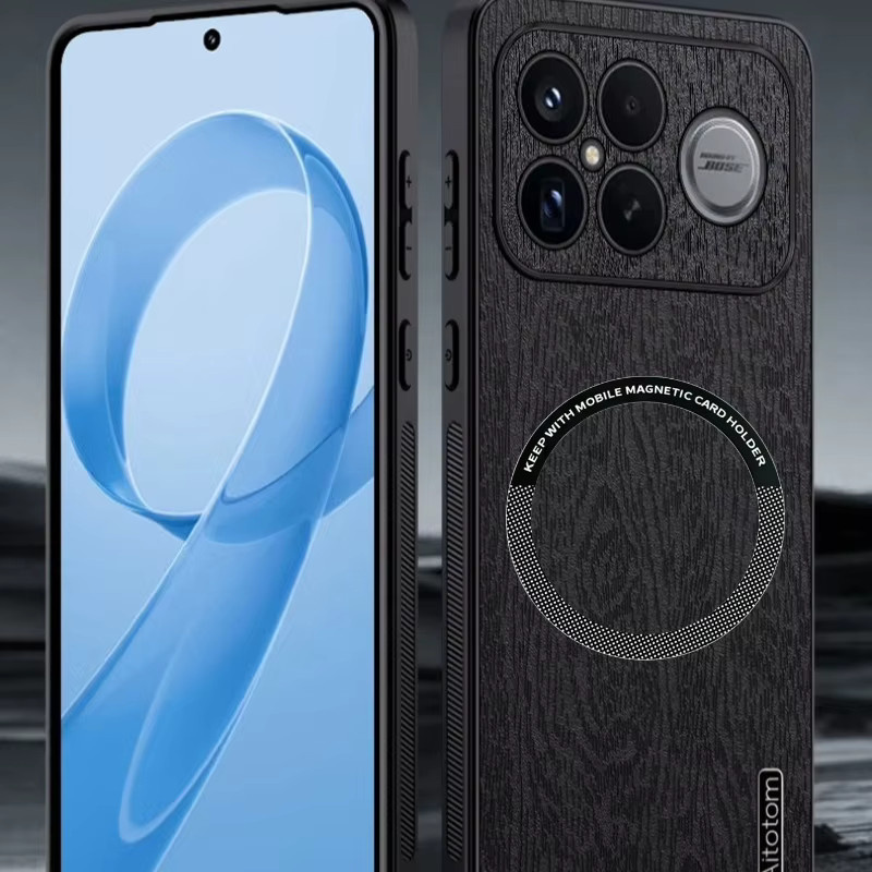 Luxus Business Schutzhülle aus Baumkorn-Leder für Xiaomi Poco F8 Ultra, F7 und X7 Pro in Schwarz oder Grau - Bild 2